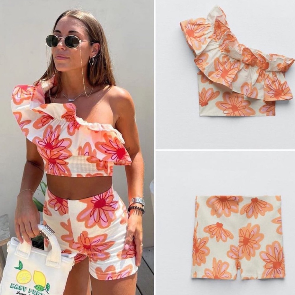 Zara Floral Orange and Pink Set